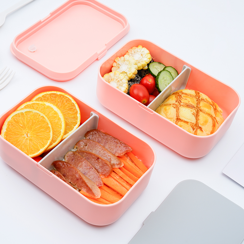 T116 new launched large size double bento box with cutlery salad box sushi box bread box lunch box for adult