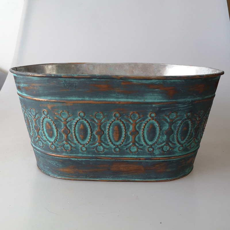 Vintage oval zinc trough as the image