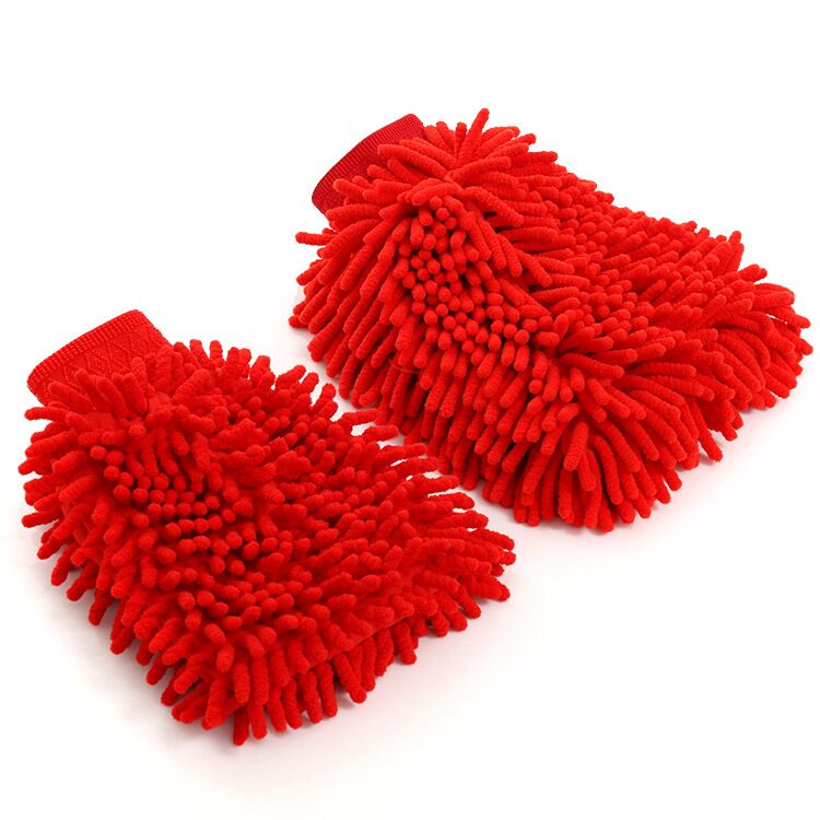 Ultra soft microfiber chenille coral fleece cleanning gloves dusting mitt cleaning sponge