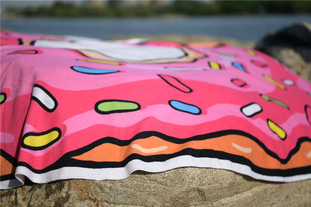 cheap price lint free microfiber round beach towel