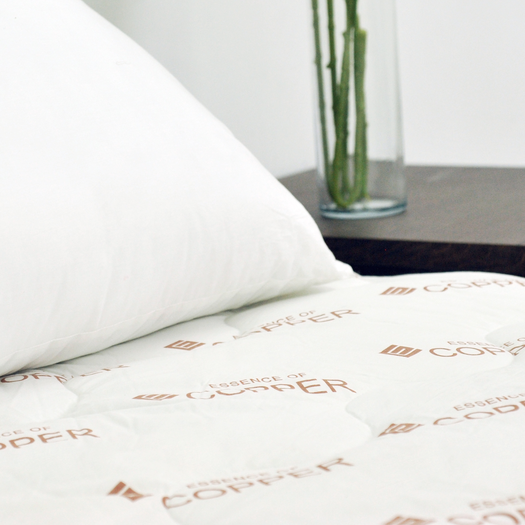 Copper infused permanent antibacterial fabric covered Mattress pad with customized pattern Logo