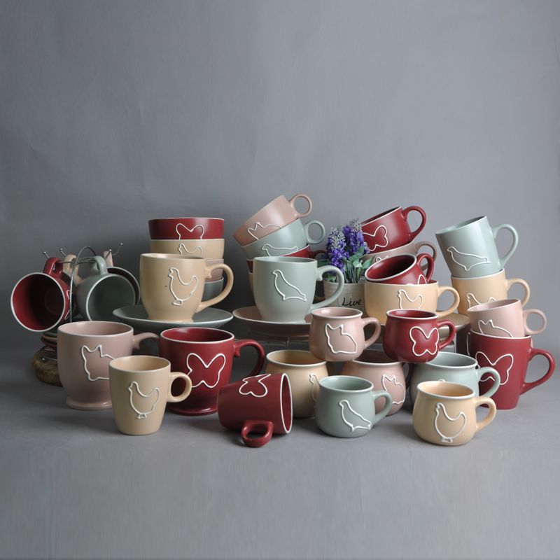 Matte color glaze ceramic cup ceramic bowl ceramic plate tableware set