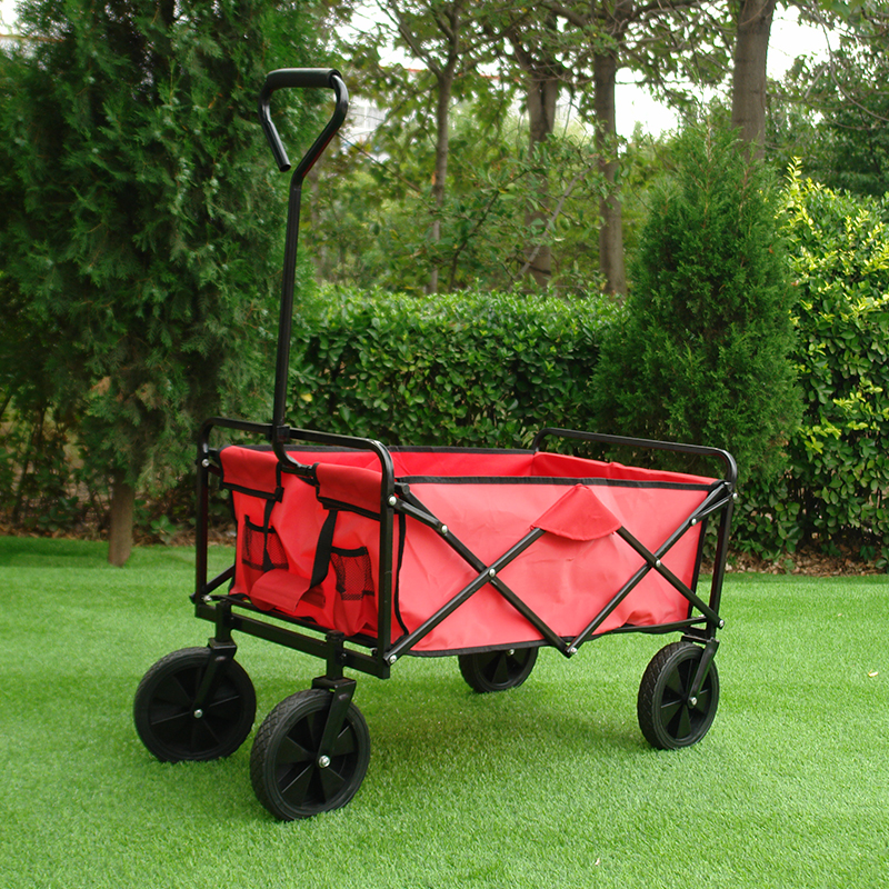 Folding wagon garden cart with roof/back bag/wide pu wheel FWB-009
