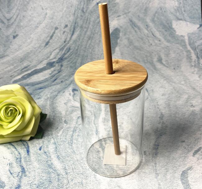 New Design high borosilicate glass storage food jar with bamboo straw EU certificated