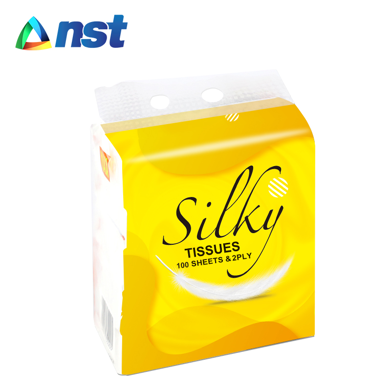 Double layers 100 Sheets Best Quality Side Embossing Soft Facial Tissue Paper Factory