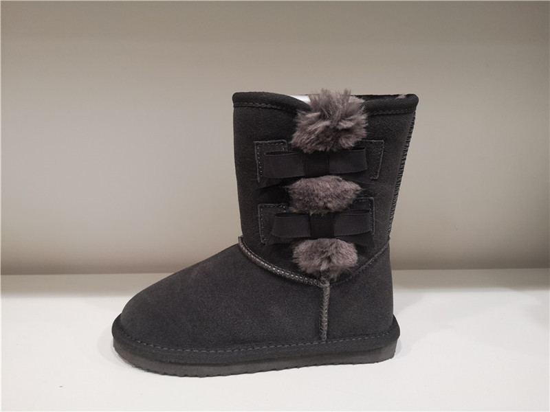 Kids Fashion Sheepskin/Fake fur Snow Boot Winter shoes Water-Resistant Side Bows