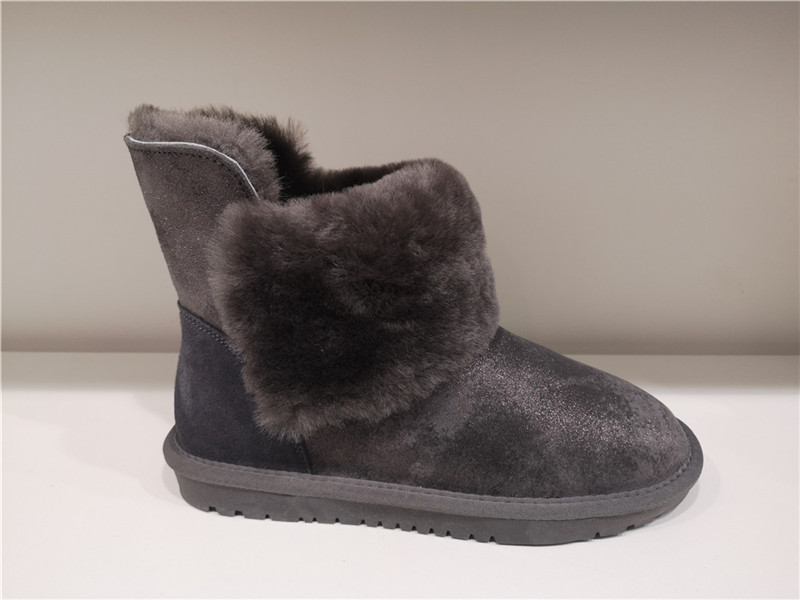 Ladies Fashion Sheepskin/Fake fur Snow Boot Winter shoes Water-Resistant Fur Cuff