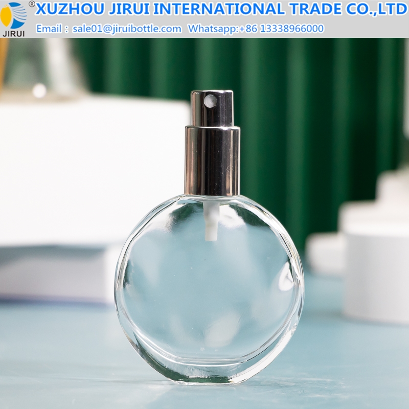 50ml transparent Flat Round glass perfume bottle