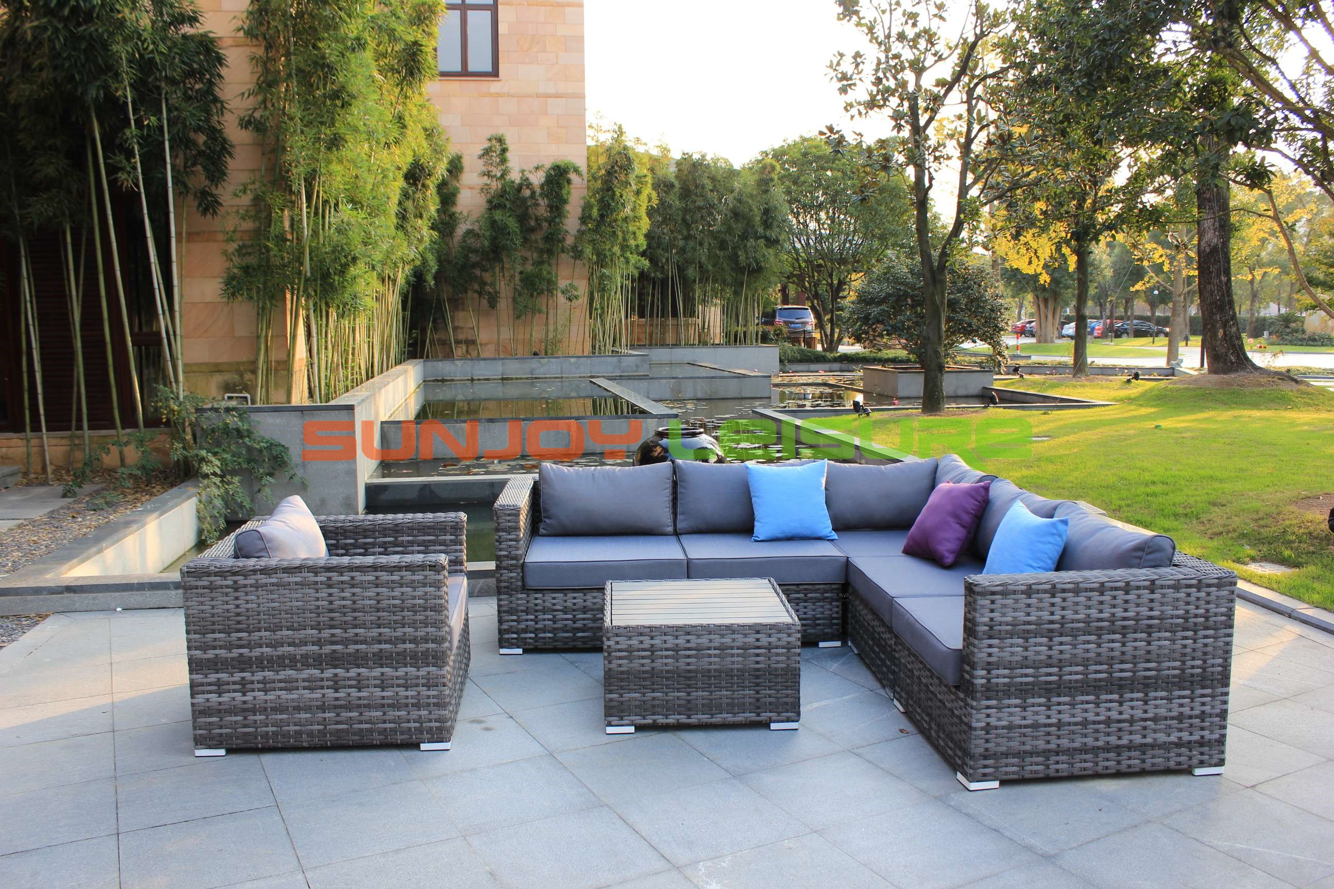 Rattan 6pcs corner sofa set