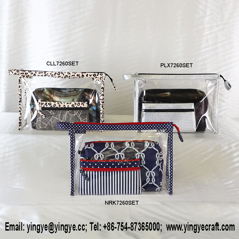 storage set, cosmetic bag set, make-up bag set, pvc bag