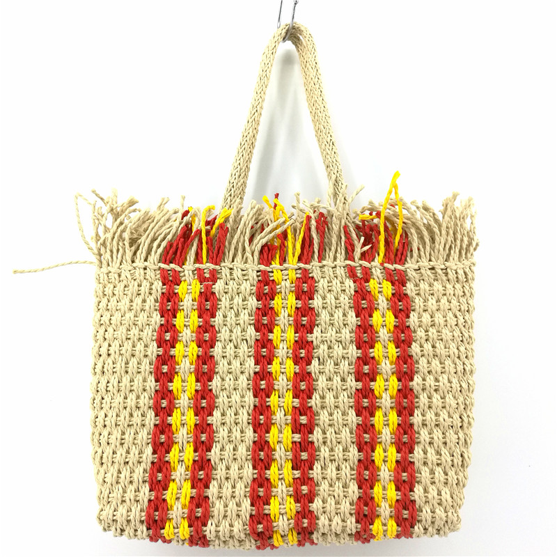 Straw bags for women with tassel