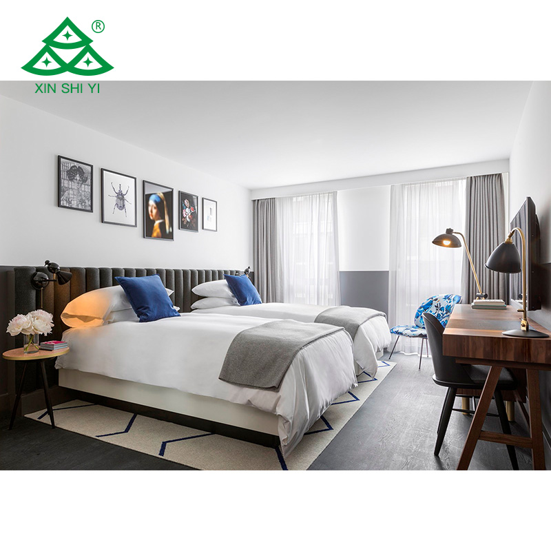 Modern simple economical upholstery hotel bedroom furniture set design