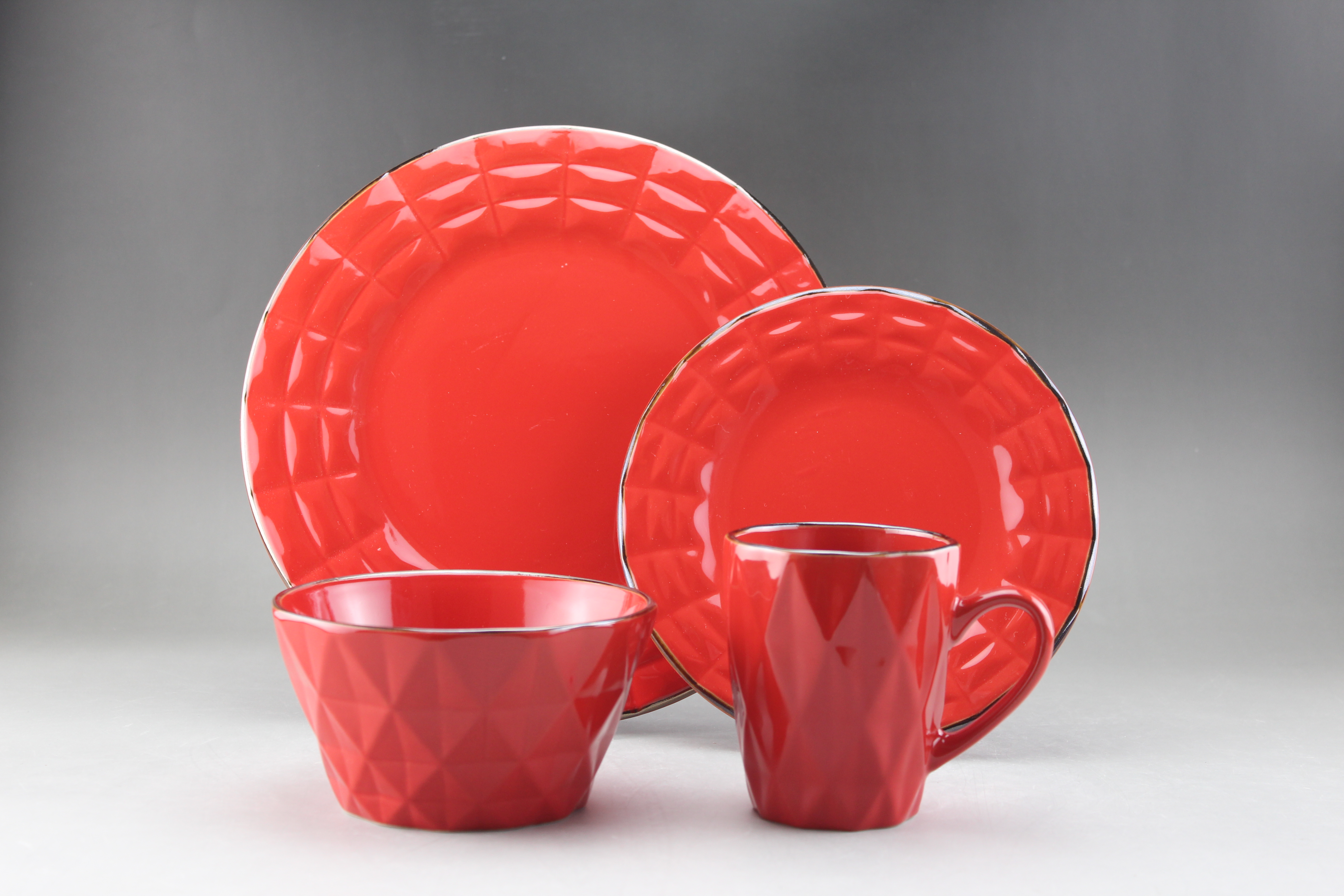Stoneware Embossed Dinner Set