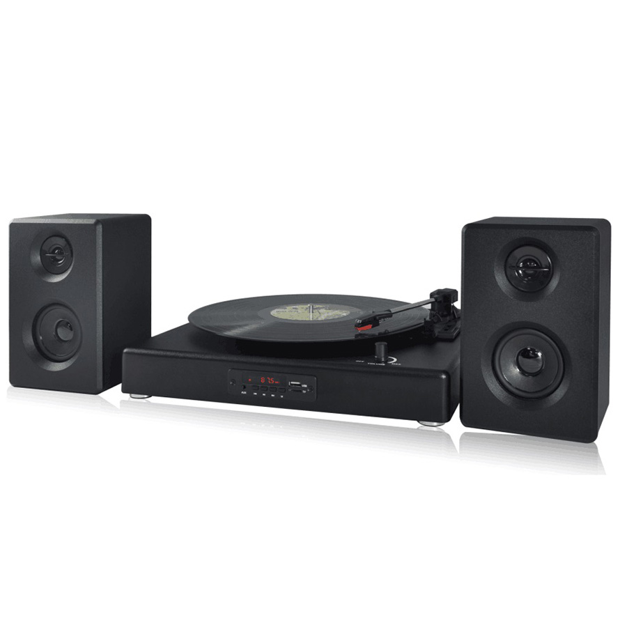 Table top bluetooth turntable with powerful external speakers