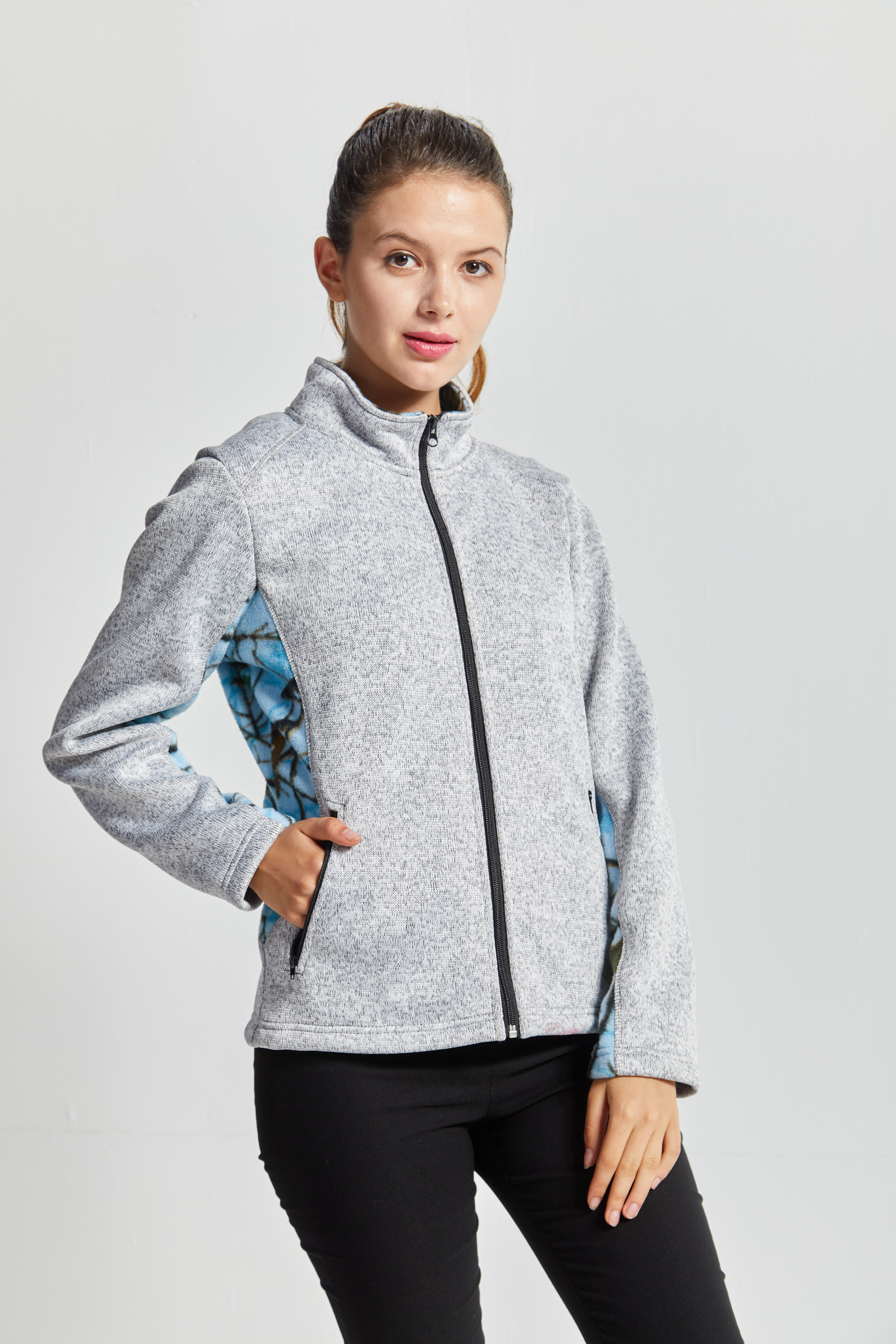 wholesale sports wear running jacquard hoodies breathable knit fleece winter streetwear women jacket