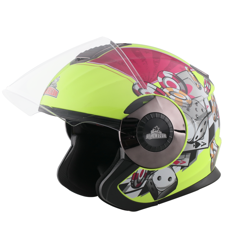 Double visors open face helmet 702 / Blacklion Helmet