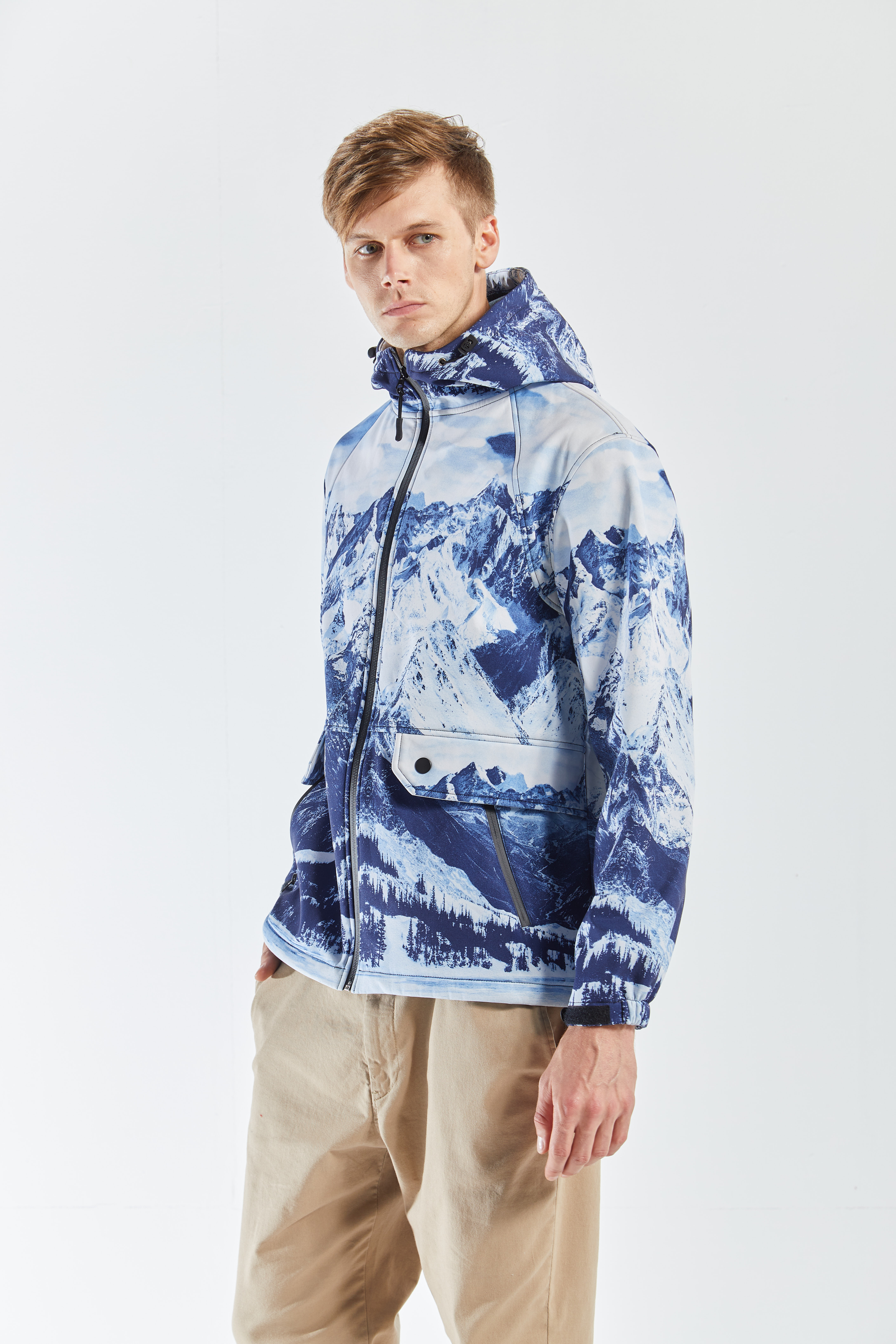 Waterproof Wind Breaker Digital Print Winter Men Outdoor Softshell Jacket