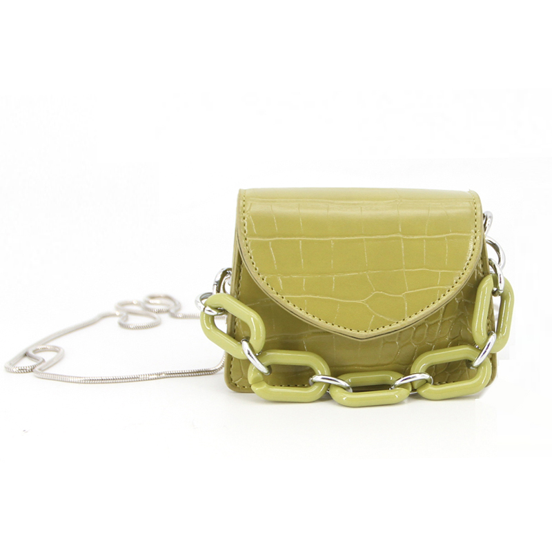 Fashion ladies croco mini crosssbody bag with chain detail