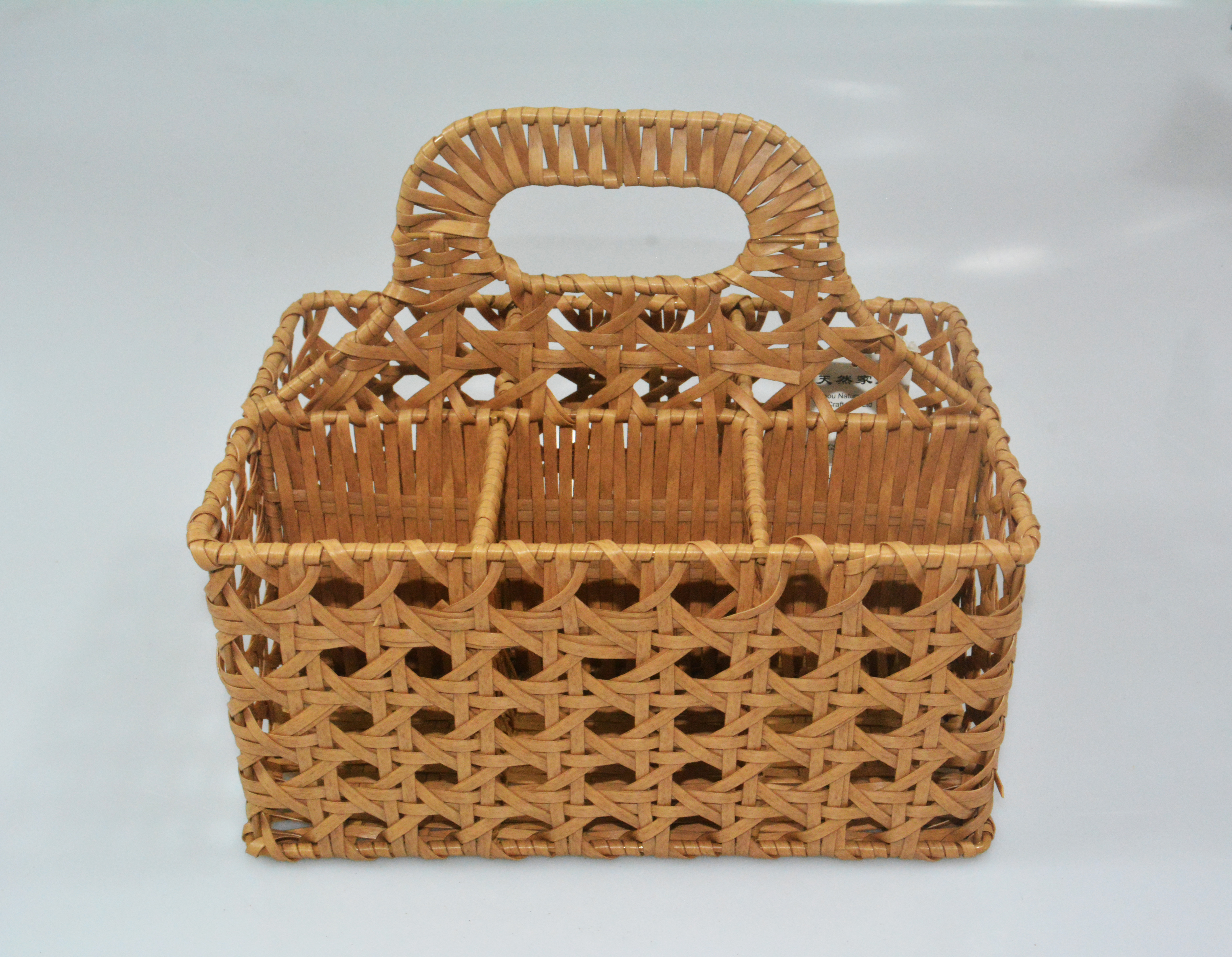 PP rattan hand-woven flatware caddy picnic basket