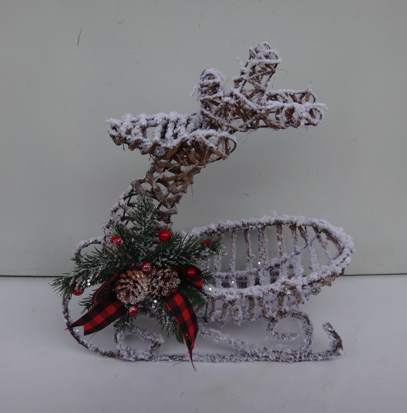 Rattan Deer Head Sleigh