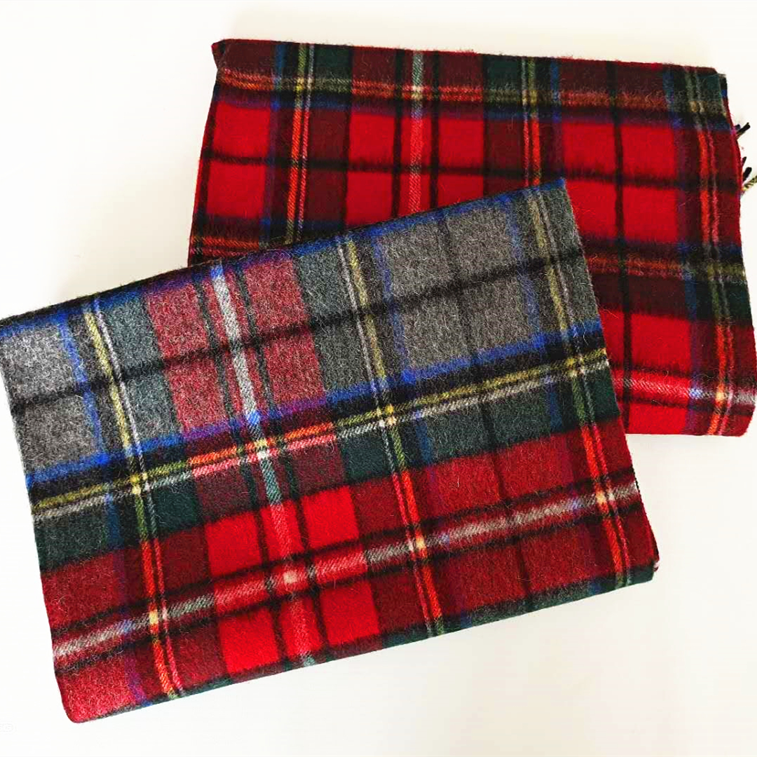 10% cashmere 90% wool blended check shawl for women