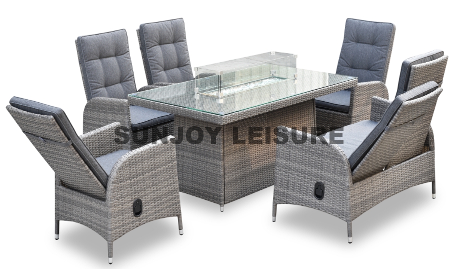 6pcs recline dining set-firepit table