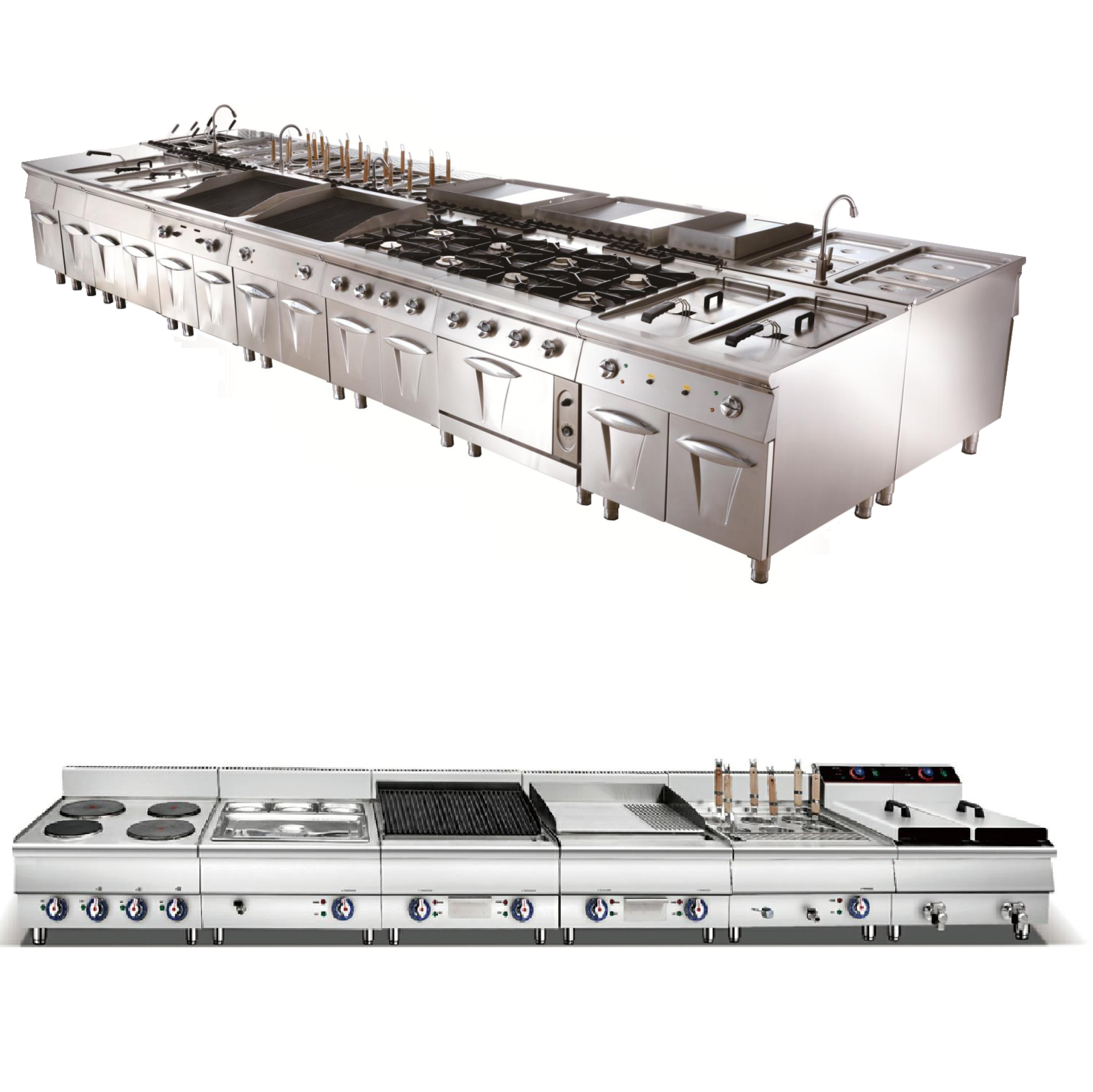Electric (LPG,NG)Gas Stand Desktop Combination oven : Fryer Range Griddle BBQ Grill Pasta Cooker Work Table Bain Marie With Cabinet Oven