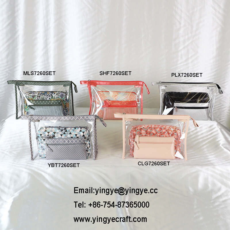 storage set, cosmetic bag set, make-up bag set, pvc bag