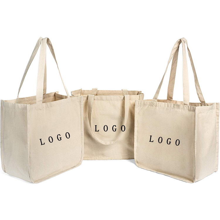 Custom printed plain cotton canvas tote bag,large reusable canvas cotton shopping bag with logo