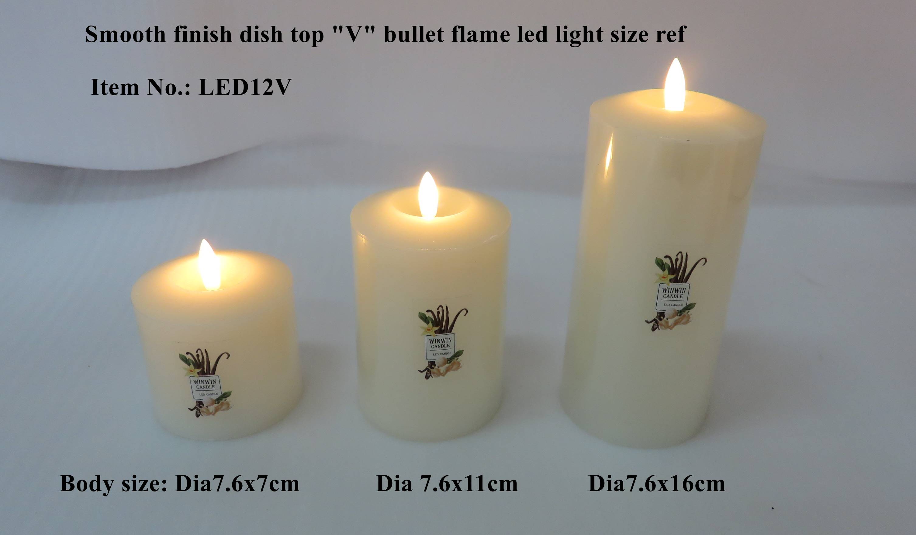 Smooth finish dish-top(V) bullet flame LED lights