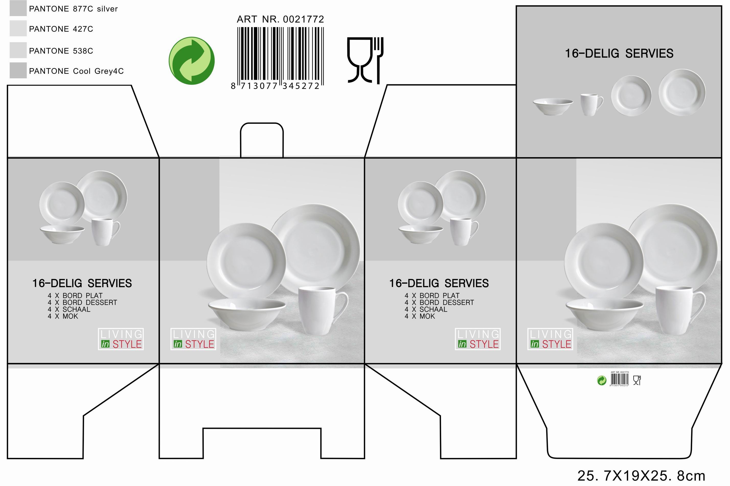 16pcs white dinner set