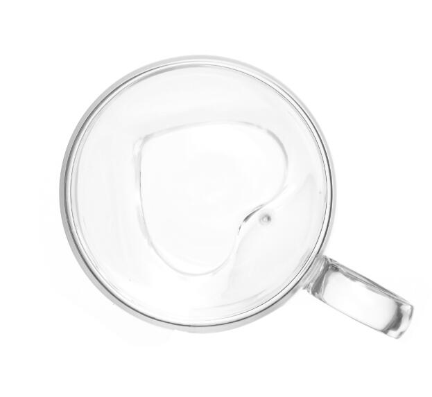 Hot Selling high brosilicate double wall glass cup with inner heart design Dishwasher Safe ODM OEM