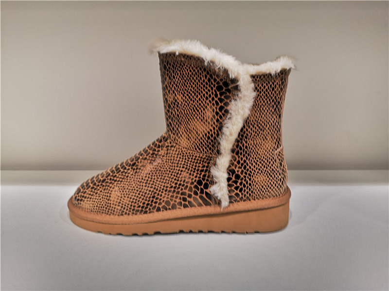 Ladies Fashion Sheepskin/Fake fur Snow Boot Winter shoes Water-Resistant Snake Pattern