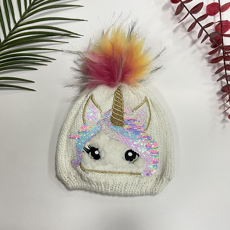 Ptgf-20091 Girls Unicorn Beabie With Colourfull Pompom