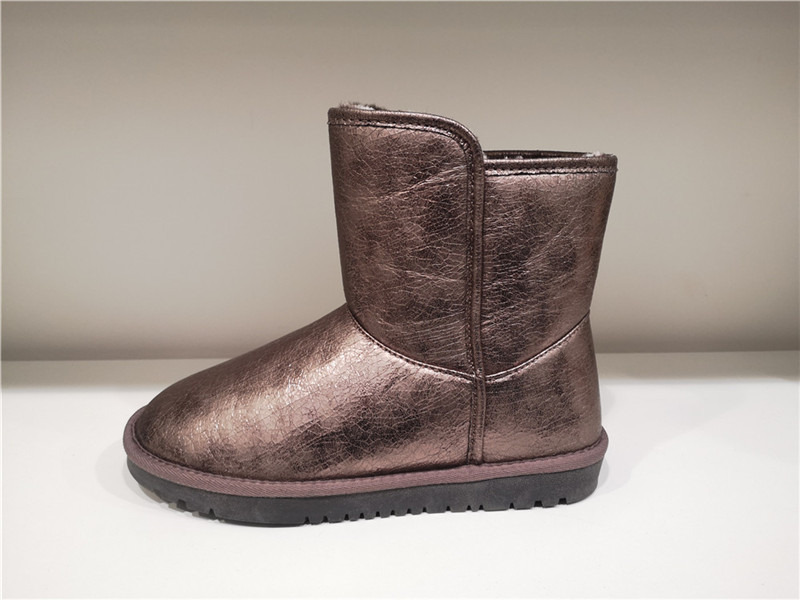 Ladies Fashion Sheepskin/Fake fur Snow Boot Winter shoes Water-Resistant Shinny PU