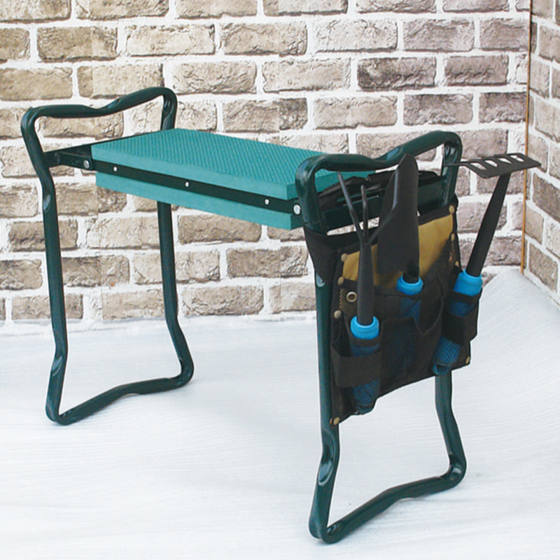 Foldable garden kneer for gardener with porch for tools GC-007