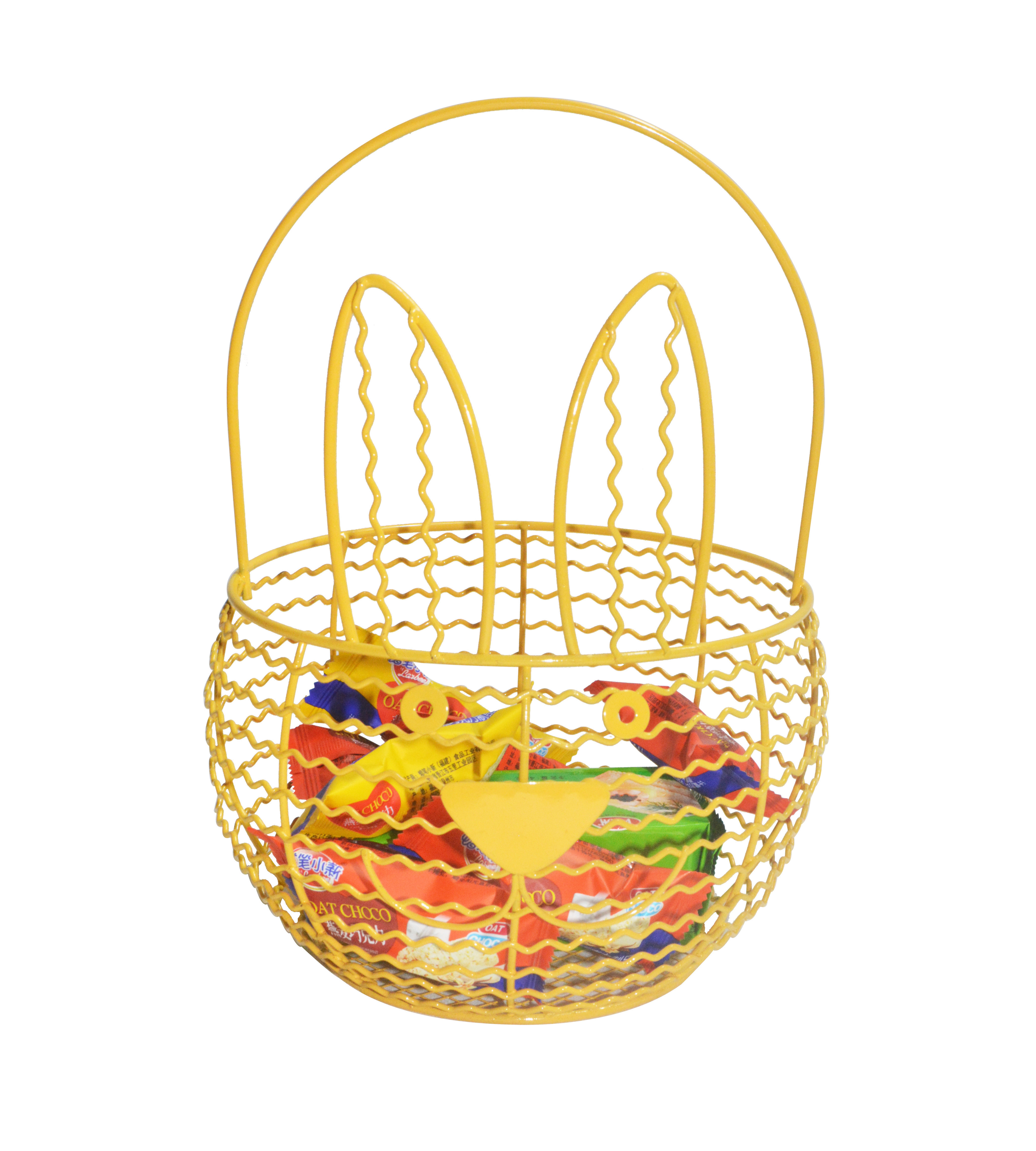 Easter colorful rabbit shape metal wire candy gift storage basket set of 3