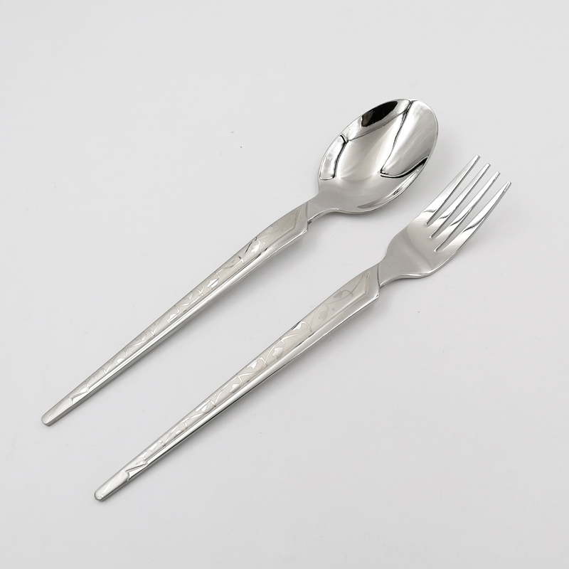 078 hand polish Laser design stainless steel fork and spoon(OF079)