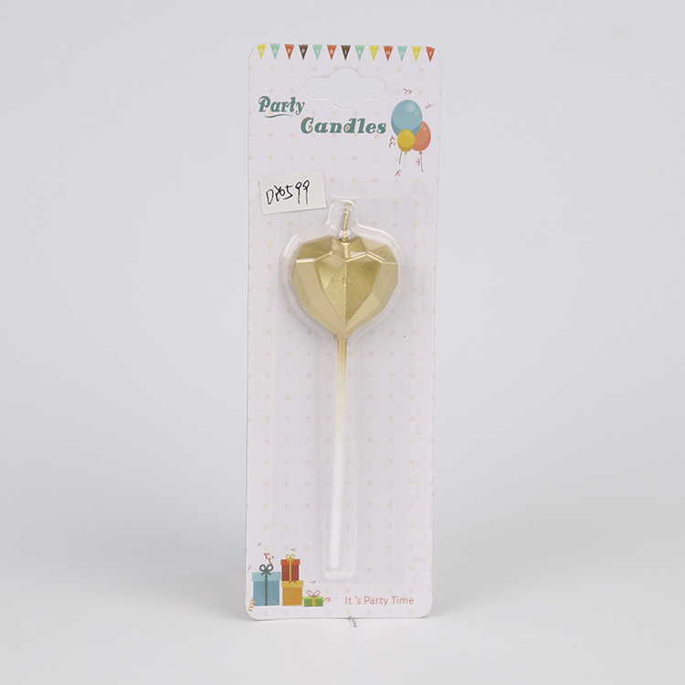 Birthday party cake candle gold and slive color heart birthday candle