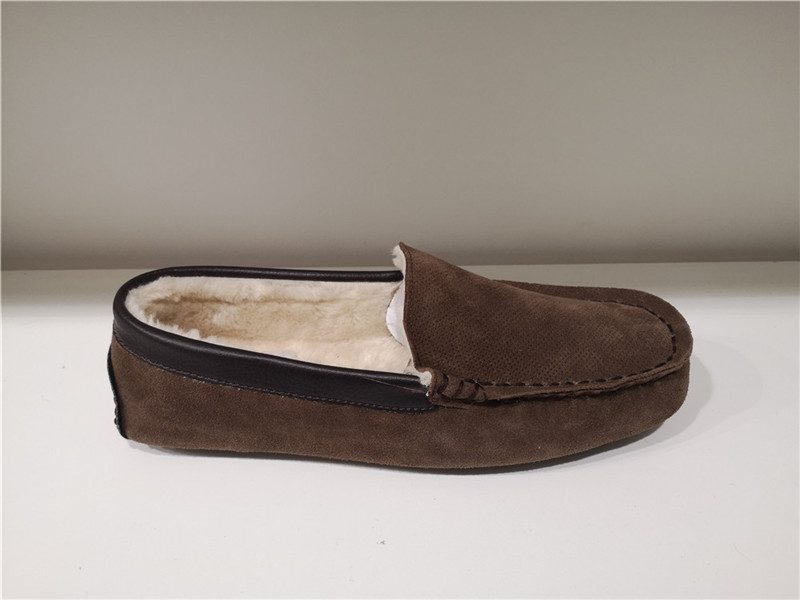 Men's Moccasin Driving shoes Indoor /Outdoor Slippers Sheepskin Mule/Fake fur Slip on Winter Bootie Water-Resistant Sheepskin slippers Cow Suede