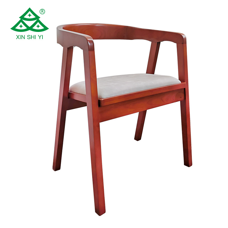 hotel wood frame leather dining chair