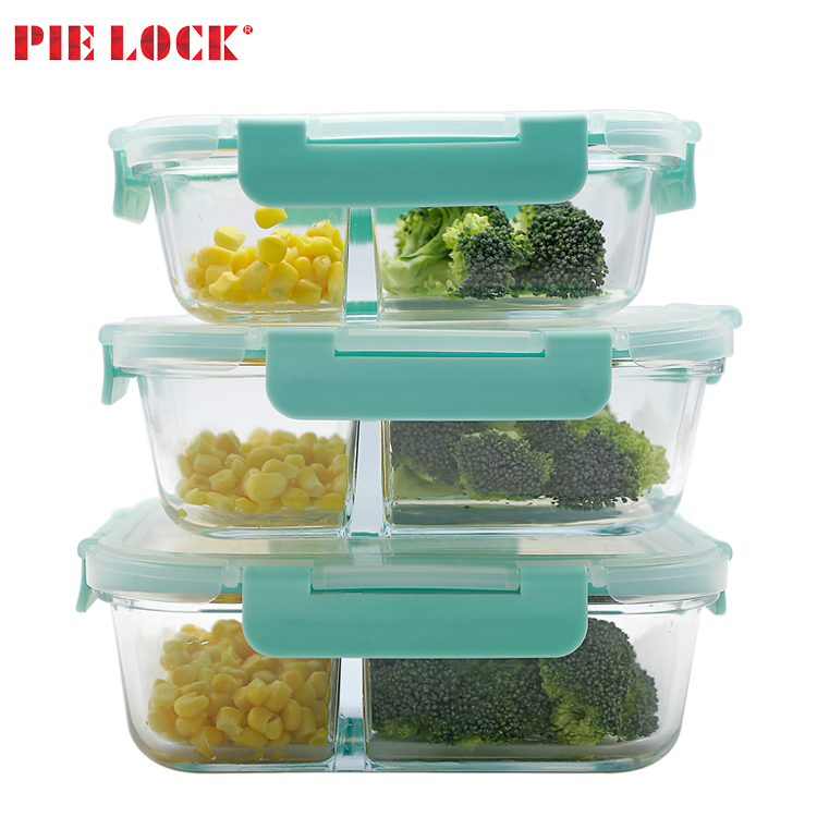 Glass Meal Prep Containers / Glass Food Storage Containers with 2 full compartment