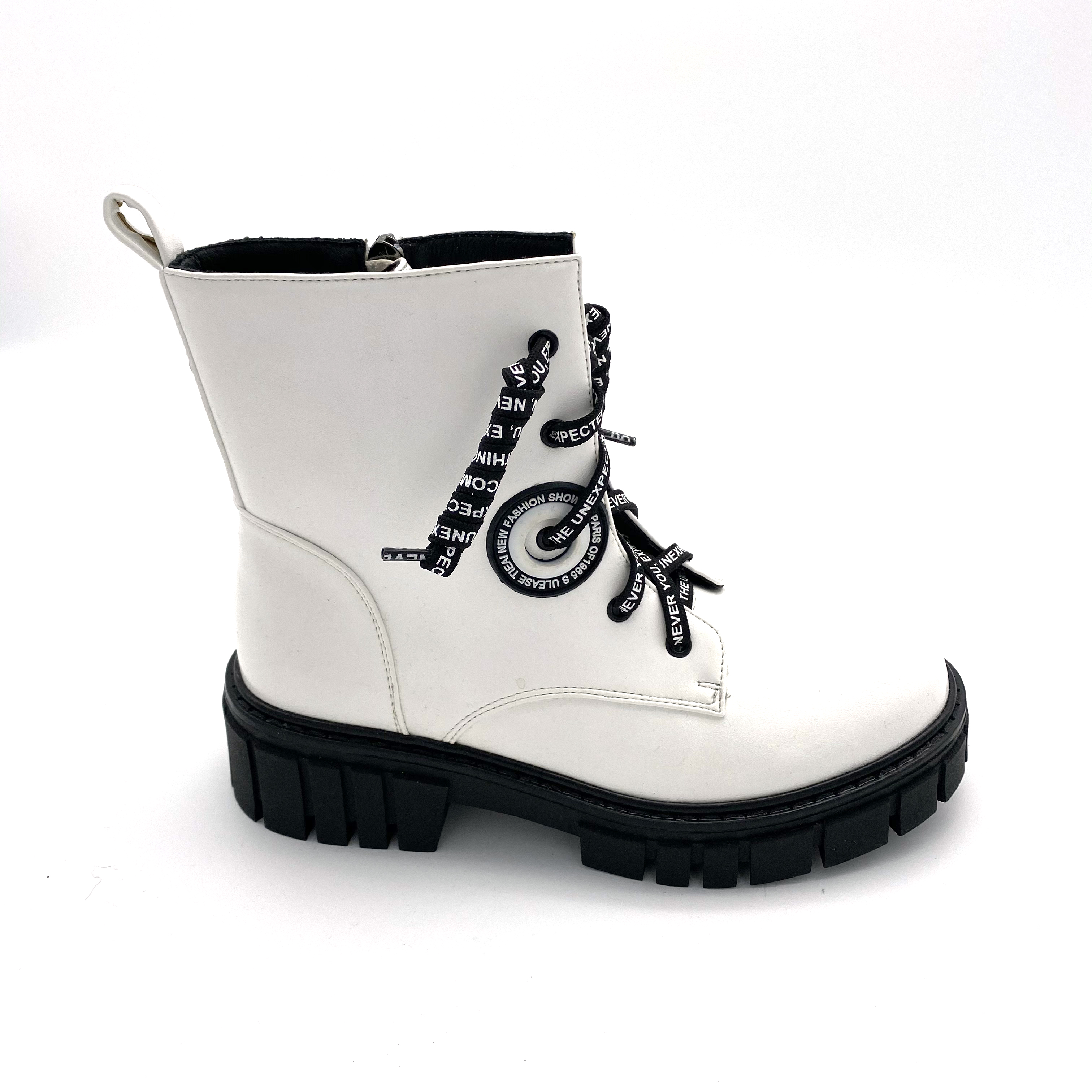 Waterproof lace-up zipper and velvet casual Martin boots for boys and girls