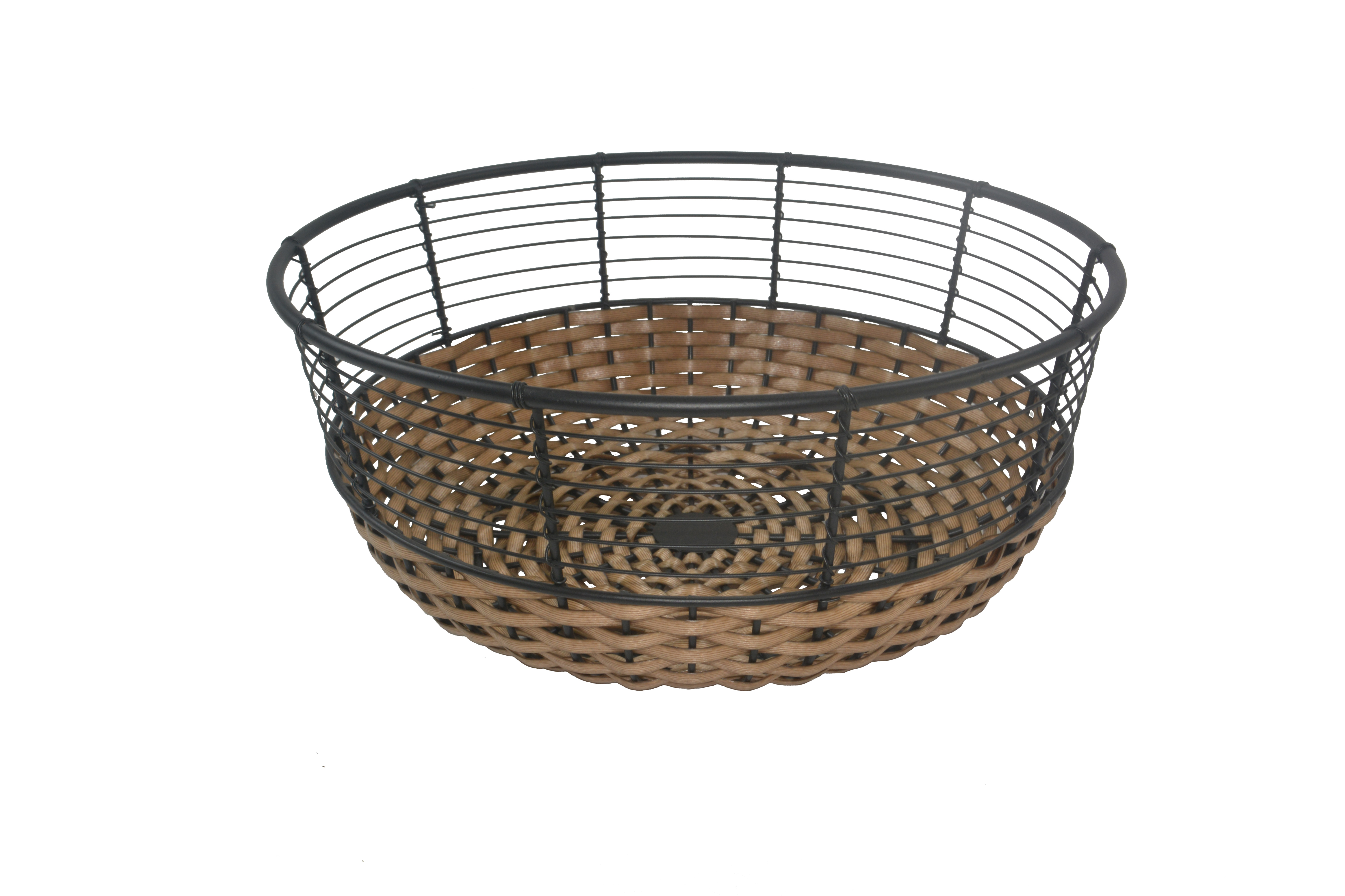 Plastic rattan black iron fruit bread basket storage