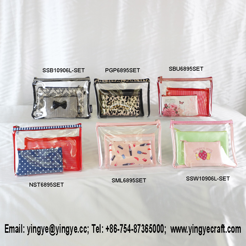 cosmetic bag set, storage set, make-up bag set, pvc bag