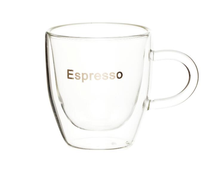 Best Seller Mouth Blown HIgh Borosilicate 80ml Double wall glass coffee mug for expresso type Dishwasher Safe EU standard