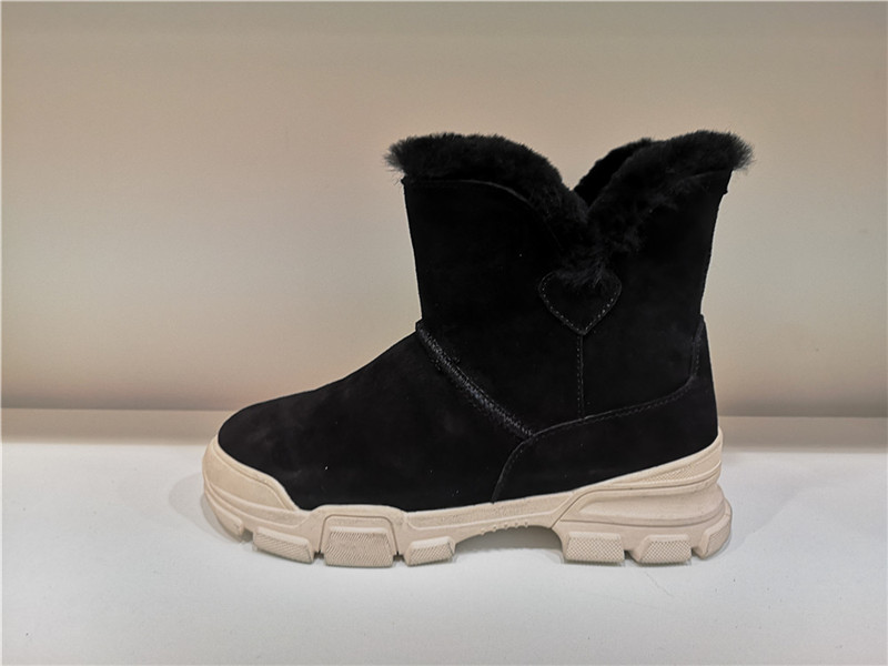 Ladies Fashion Sheepskin/Fake fur Snow Boot Winter shoes Water-Resistant Fashion Outsole V Cuff