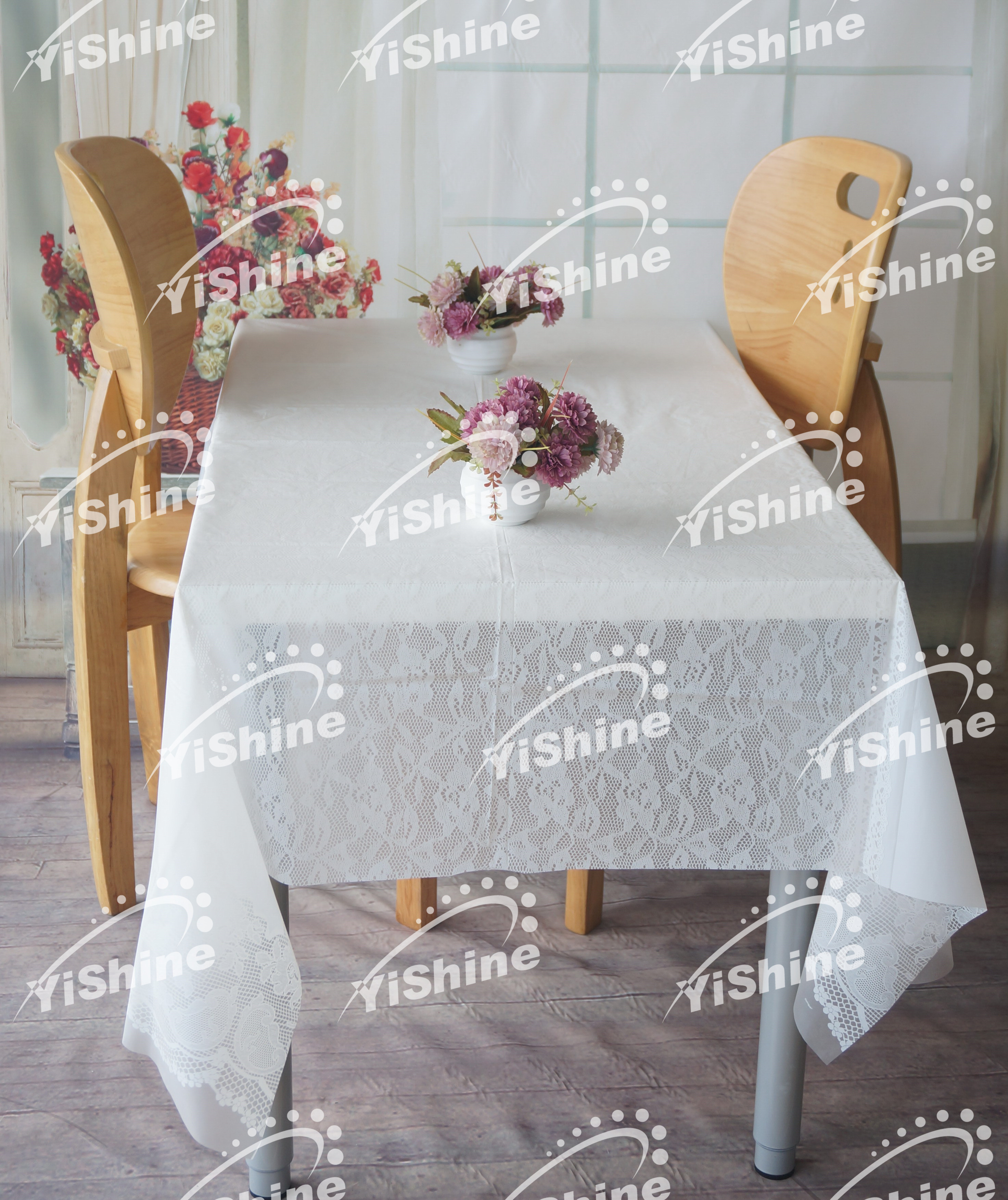 54'' x 108'' Disposable plastic lace printing tablecloth