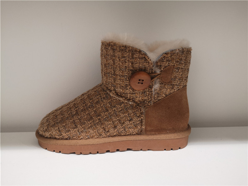 Ladies Fashion Sheepskin/Fake fur Snow Boot Winter shoes Water-Resistant Fabric Pattern