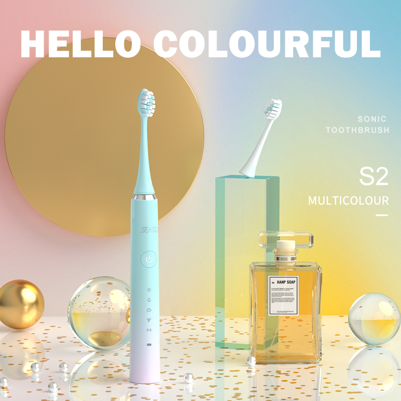 SEAGO Rechargeable Sonic Electric Toothbrush 5 Mode Waterproof Fast chargeable Electric Tooth Brush Head Adult S2 Couple Gift